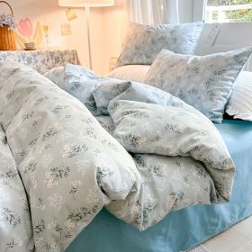 Cotton Four-piece Set Simple Small Floral Bedding (Option: Lanxiang-120cm)