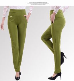 Middle-aged Women's Small Feet Stretch Casual Pants (Option: Green-XL)
