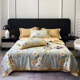 Tencel Summer Duvet Four-piece Washed Silk (Option: Elegant Green-Four Sets 150x200cm)