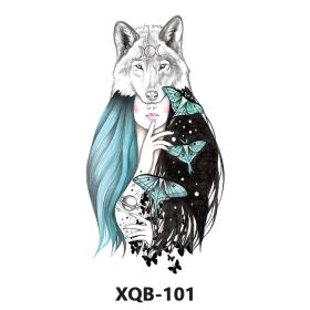 New Fresh Tattoo Sticker Male And Female Wolf Animal Flower Black And White, Colored (Option: XQB 101-210x114mm)