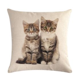 Cute Kitten Linen Pillowcase Cushion Cover (Option: 15-45x45cm)