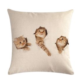 Cute Kitten Linen Pillowcase Cushion Cover (Option: 1-45x45cm)