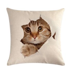 Cute Kitten Linen Pillowcase Cushion Cover (Option: 3-45x45cm)