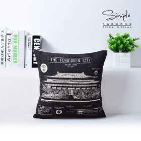 Black And White Simple Industrial Style Cotton And Linen Cushion Case (Option: E-43x43cm Pillowcase)