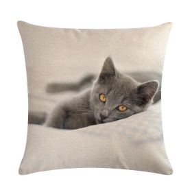 Cute Kitten Linen Pillowcase Cushion Cover (Option: 6-45x45cm)