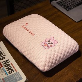 Nap Small Pillow Portable Lunch Break For Men And Women (Option: Pink Rabbit Bean Cashmere-32x20x10cm memory foam)