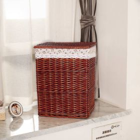 Storage Basket Rattan Large Toy With Lid (Option: Brown Covered Rose-37X27X45cm)