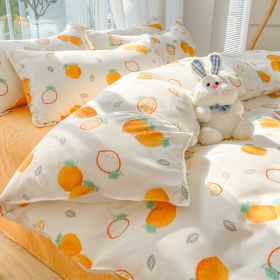 Four-piece Set Sanding Skin Bed Sheet Quilt Cover (Option: Orange Market-180cm Bed Four Sets)