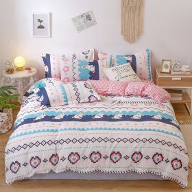 Washed Cotton Four-piece Bedding Set Autumn Single (Option: Love Cute-180cm)