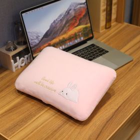 Nap Small Pillow Portable Lunch Break For Men And Women (Option: pink bunny-32x20x10cm memory foam)