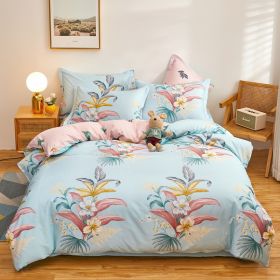 Cotton Single And Double Student Dormitory Three Piece Quilt Cover (Option: Blue Love-4piece twin set220x240)