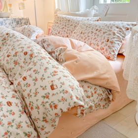 Cotton Four-piece Set Simple Small Floral Bedding (Option: Picnic Rabbit-150cm)