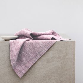 Pure Linen Insulation Placemat Square Wiping Towel Solid Color Napkin Mouth Cloth (Option: Yarn Dyed Pink-34 √ó 34cm)