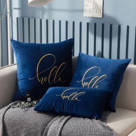 Simple Solid Color Gold Thread Embroidery Couch Pillow Netherlands Velvet Model Room Office Small Waist (Option: Time Wind Blue-30 √ó 50cm With Core)