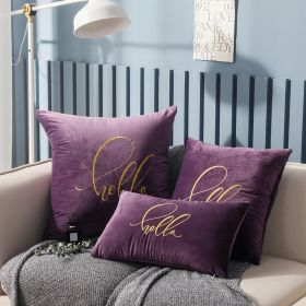 Simple Solid Color Gold Thread Embroidery Couch Pillow Netherlands Velvet Model Room Office Small Waist (Option: Purple And Cherry Color-30 √ó 50cm With Core)