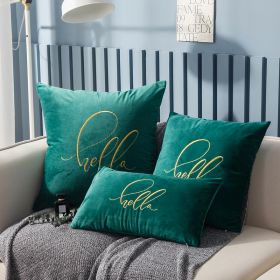 Simple Solid Color Gold Thread Embroidery Couch Pillow Netherlands Velvet Model Room Office Small Waist (Option: Emerald-30 √ó 50cm With Core)