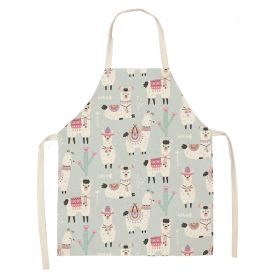 Alpaca Cartoon Cotton Linen Apron Sleeveless Antifouling Kitchen Home Cooking Waist Hanging Neck Kids' Bib (Option: 5-55x68cm)